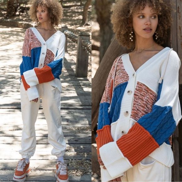 POL Ultra Comfort Color-block Button Hoodie Sweater S-M-L NWT - Picture 11 of 12